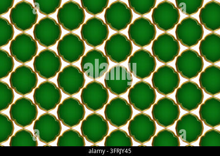 Green and Gold Quatrefoil Pattern Background Elegant Luxury Geometric Design Stock Vector