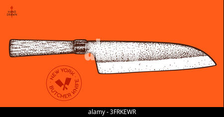 Butcher Knife. Hand drawn sketch Stock Vector