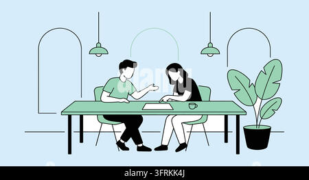 Business team having strategy meeting at conference table in room Stock Vector