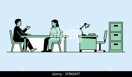 Business colleagues discussing work at a meeting table in office Stock Vector