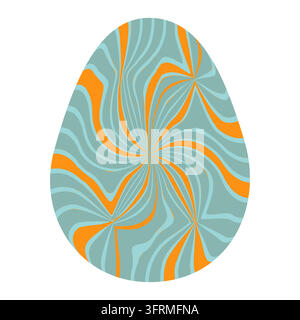 Easter eggs with retro groovy patterns in 60s-70s style. Groovy hippie Happy Easter with distorted psychedelic design. Vector Stock Vector