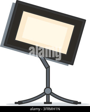 Flat vector illustration of a studio softbox light on a stand with a glowing diffusion panel, isolated on a white background. Stock Vector