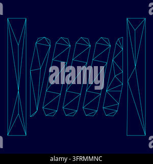 Coil with wire low poly triangulation triangulated polygonal electric cyan blue vibrant aqua neon color vector illustration image outline contour Stock Vector