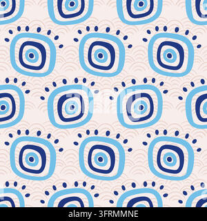 Greek evil eye seamless pattern abstract motifs Stock Vector