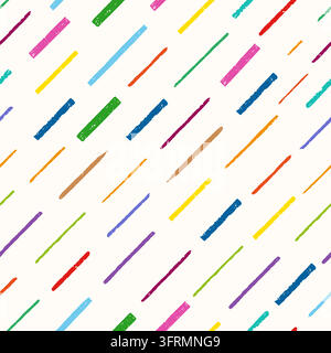 Colored stripes seamless pattern. Crayon pencil stripes different widths, grunge decorative template. Printable design for textile, wallpapers, vector Stock Vector
