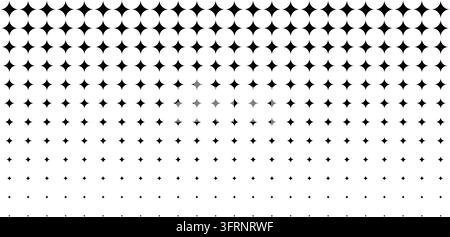 Pattern with repeating faded star shapes. Sparkles background with halftone effect. Geometric mosaic texture. Faded starry print. Minimalistic abstract wallpaper. Vector graphic illustration.  Stock Vector