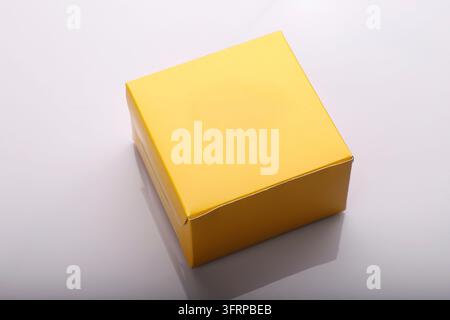 Yellow Blank Paper Box for Food - Burger or Product Packaging Mockup Template Stock Photo