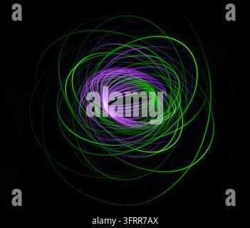 Green and Purple Neon Light Vortex Stock Photo