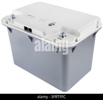 Compact power station with output ports for charging devices Stock Photo