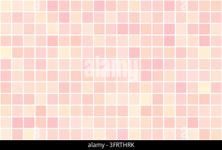 Orange square bathroom tiles with ceramic texture form, seamless mosaic pattern Stock Vector