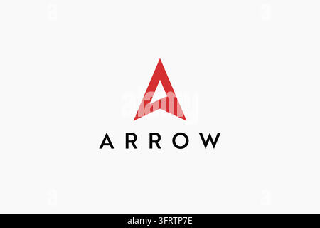 Minimalist Letter A Arrow Logo Template Sharp Red Geometric Spearhead Icon. Modern Arrowhead Brand Identity Emblem for Technology Logistics Corporate. Stock Vector