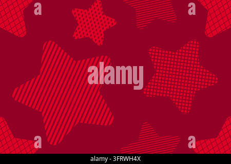 abstract star shape geometry seamless pattern background red theme color. Christmas New Year vector illustration graphic design element. no people. Stock Vector