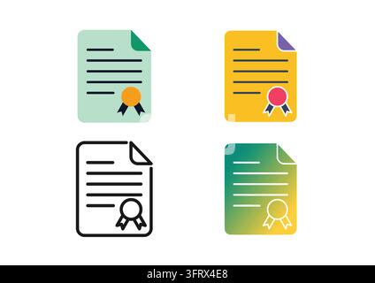 Vector icon set featuring document pages with percentage signs and ...