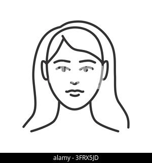 woman face line icon; female beauty, portrait, facial features, skincare - vector illustration Stock Vector