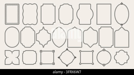 Simple classic vector frames with thin line borders. Elegant decorative designs for certificates, awards and wedding invitations. Isolated antique-style templates and vintage retro outline shapes. Stock Vector
