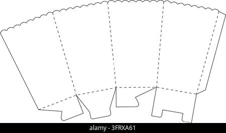 Line art scalloped popcorn box template Stock Vector