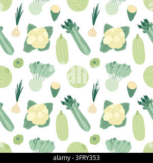 Green vegetable seamless pattern Stock Vector