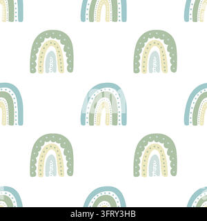 Doodle rainbows pattern Stock Vector