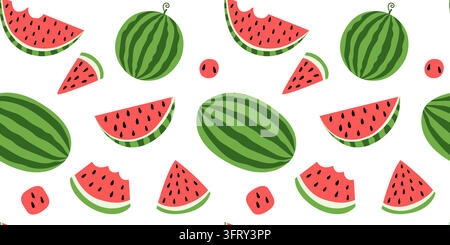 watermelons and watermelon slices Stock Vector