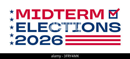 2026 Midterm elections text logo isolated, US elections 2026 Stock Vector