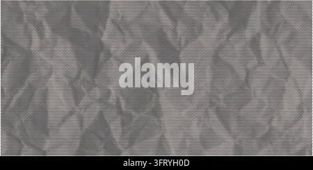Vintage halftone paper background featuring crumpled texture vector illustration background. Stock Vector