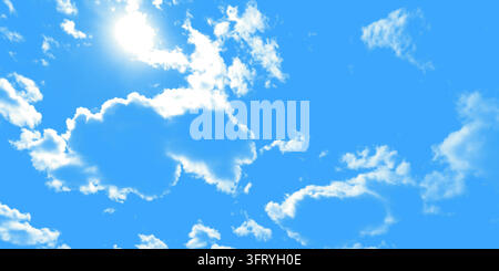 Retro halftone dotted texture with clouds and vintage pop art aesthetic vector illustration background. Stock Vector