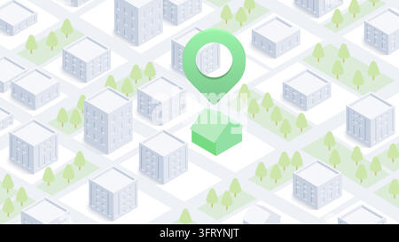 Finding your home, search for real estate, property for sale. Isometric vector illustration Stock Vector