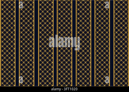 Golden Geometric Pattern on Dark Blue Background Elegant Luxury Abstract Design Stock Vector