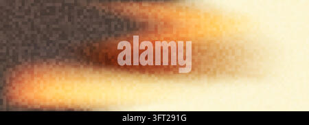 Abstract pixelated background with small square blocks forming a soft gradient from dark brown and orange to warm cream. Digital mosaic texture with Stock Vector