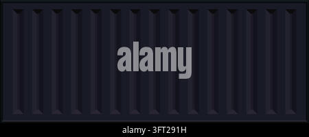 Dark container background with black metal panels, navy tint and vertical ribs inside framed edge. Corrugated sheet texture suits industrial wall Stock Vector