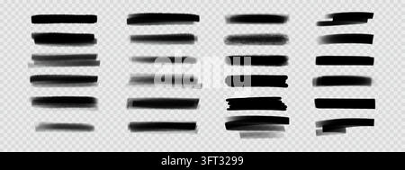 Hand-drawn marker lines and brush strokes. Set of black dry and wet pen underlines perfect for creative designs Stock Vector