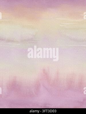 Soft abstract watercolor background blending dusty pink, mauve, blush and warm cream tones. Delicate paper grain and dreamy color washes create a roma Stock Photo