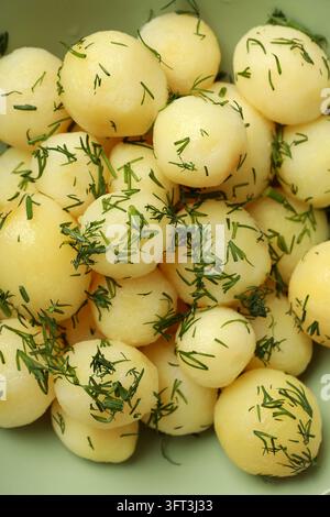 Concept of tasty food with boiled young potatoes, top view Stock Photo ...
