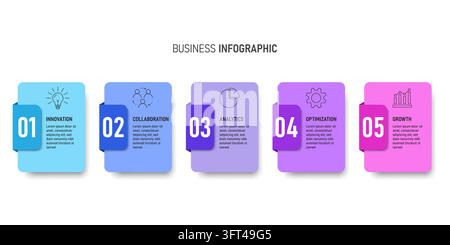 5 Steps Box Card Business Infographic Template Stock Vector