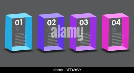 3D Isometric Infographic Steps Banner Template Stock Vector