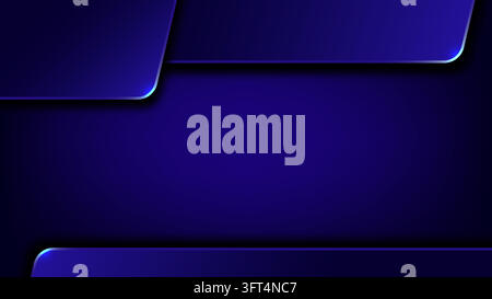 Abstract blue technology corporate background features dark overlapping plates with glowing cyan highlights for modern digital communications and cybe Stock Vector