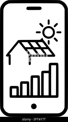 Smartphone displaying rooftop solar output Stock Vector