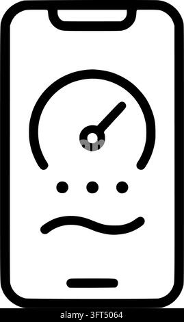 Smartphone displaying indoor air quality — monochrome icon Stock Vector