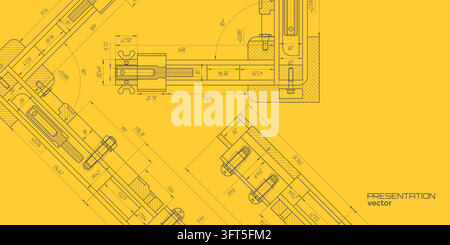 Engineering industrial background. Technical drawing .Technology banner. illustration . Stock Vector