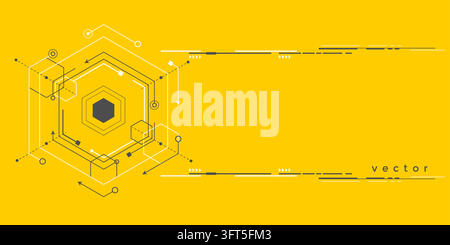 Technological background. Mechanical Engineering background . Linear geometric drawing. Vector illustration. Stock Vector