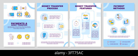 Currency settlement pipelines blue brochure design template Stock Vector