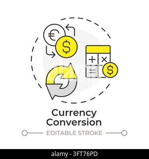 Currency conversion flat linear concept icon Stock Vector