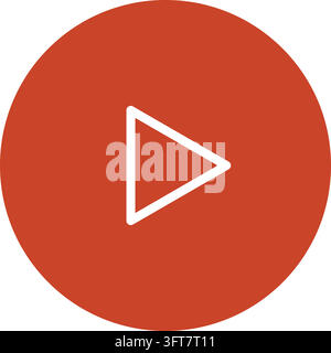 Isolated simple outline icon: video and music play button Stock Vector