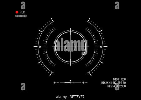 Digital camera viewfinder overlay with focus reticle and recording information Stock Vector