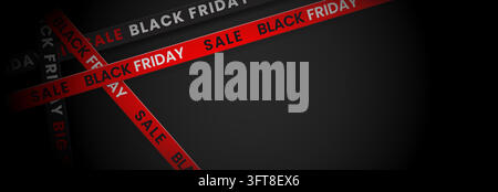 Black Friday Sale Ribbons on Dark Background Stock Vector