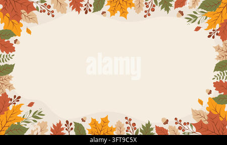 Autumn leaves horizontal background frame vector design. Stock Vector