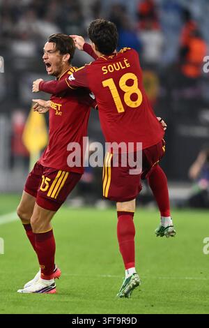 Marten De Roon of Roma celebrates scoring his goal during the Champions ...