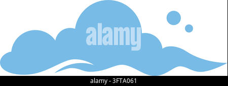 Light blue cartoon cloud silhouette with flowing wavy base. Flat weather vector illustration Stock Vector