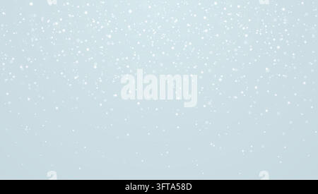 Winter snow background with soft white sparkling snowflakes. Glowing particles with delicate blue gradient. Christmas card, holiday banner, poster or Stock Vector