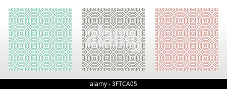Set of abstract geometric patterns. Seamless vector backgrounds. Colored ornaments Graphic modern patterns Simple lattice graphic design Stock Vector